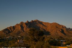 Sunset lights the Catalina Mountains viewed by the Westward Look Resort, Tuscon, AZ