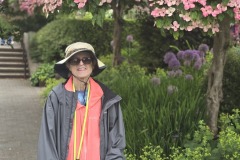 Joan with the Dogwoods in bloom in the VanDusen Botanical Garden