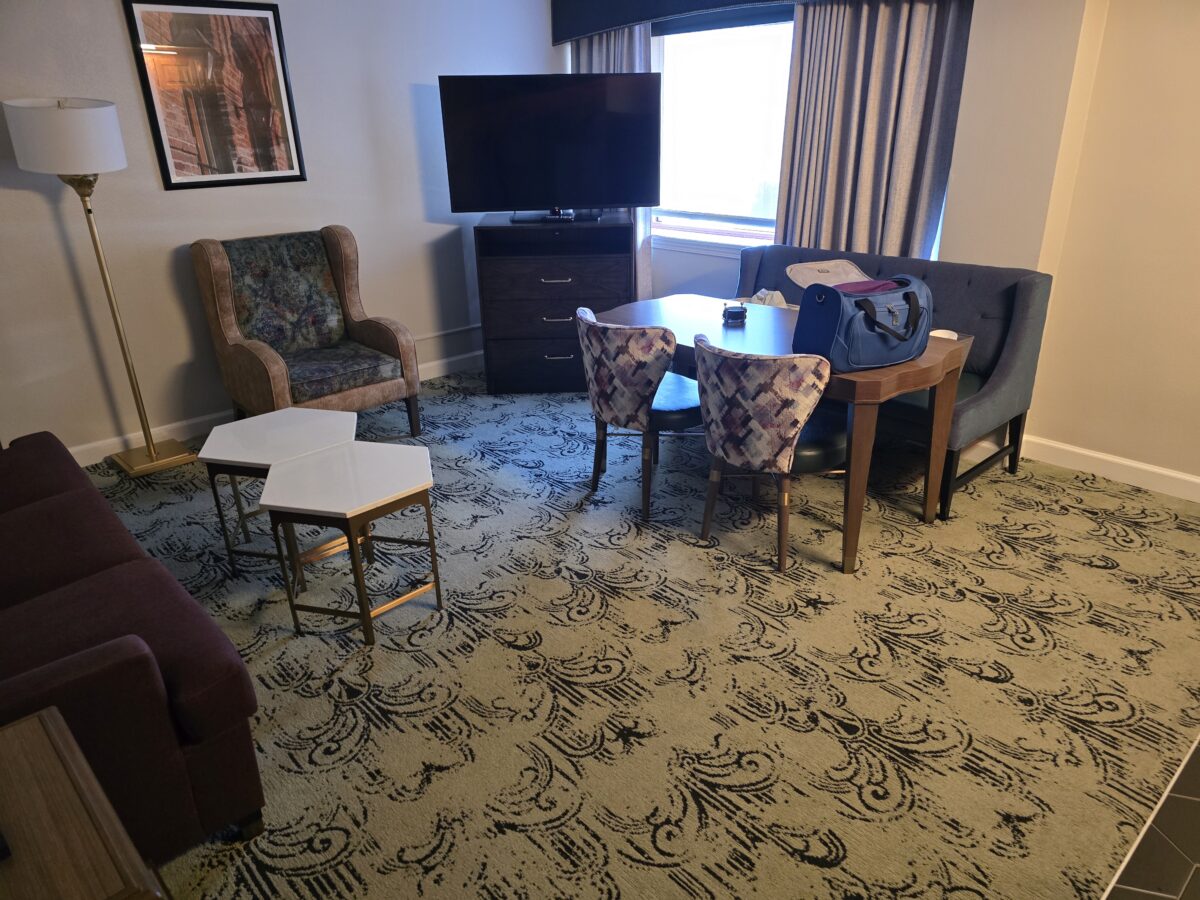 The dinning area of my one bedroom unit at The kitchen area in my one bedroom units at Wyndham Avenue Plaza Timeshare On St. Charles Street in New Orleans