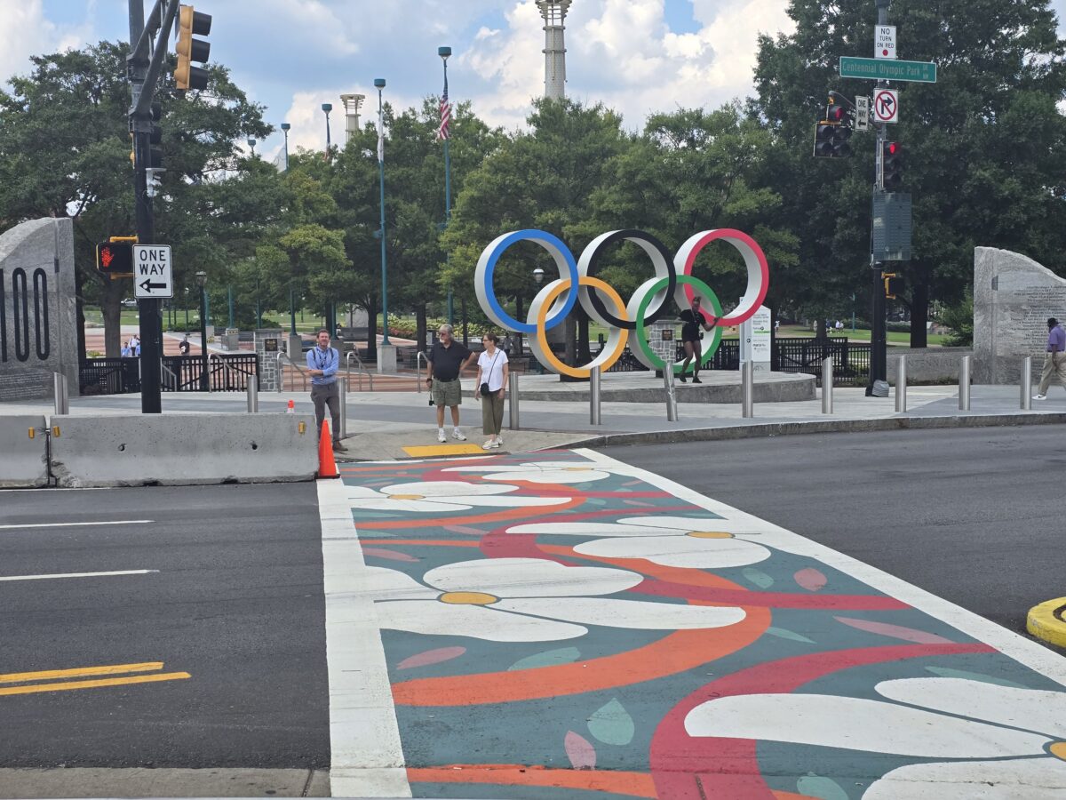 Olympic rings display in Atlanta's Centennial Olympic Park